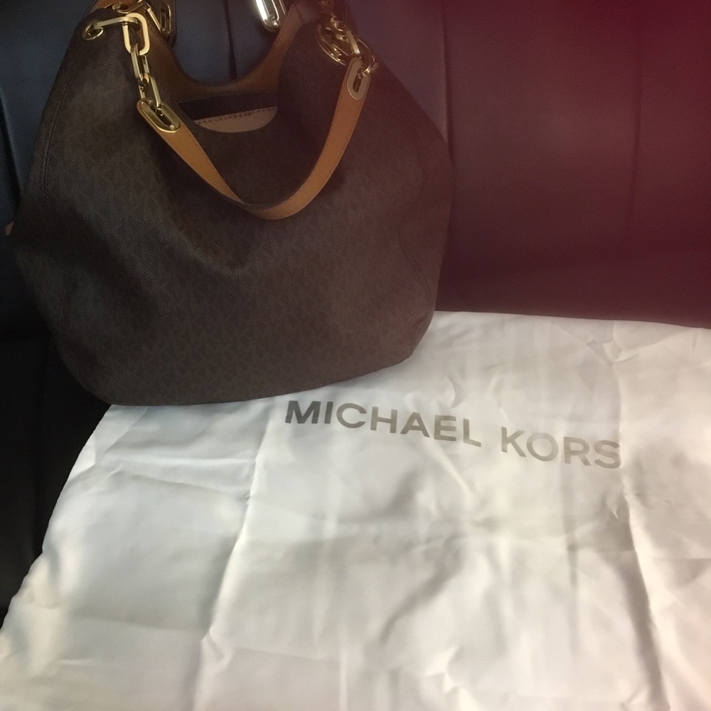 MKors Collection Chocolate & Gold Hobo Tote/Wallet